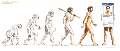 Cartoon: Homo facebookensis (medium) by tarta tagged evolution,man,facebook,social,network,walk