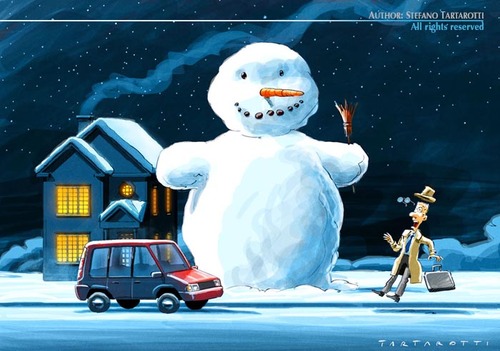 Cartoon: the snowman (medium) by tarta tagged snowman,snow,christmas,card