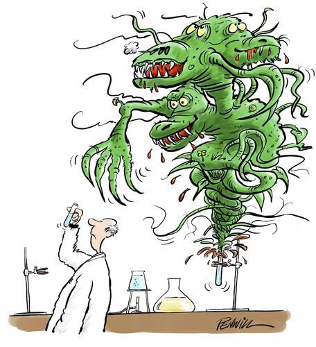Cartoon: Test-tube (medium) by penwill tagged testtube,experiment,creature,monster,lab,laboratory