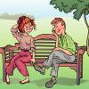 Cartoon: Lovers on a bench (small) by Andre Verheye tagged lovers,on,bench,vectorial,illustration,cartoon,belgian