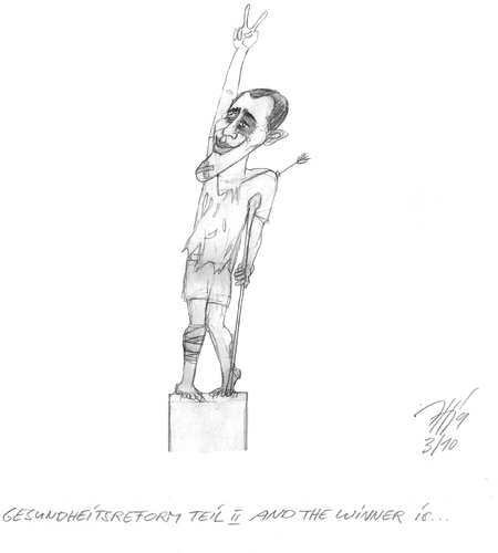 Cartoon: obama siegt (medium) by sascha tagged obama,gesundheit