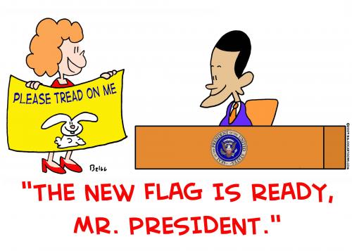 Cartoon: 1 please tread on me Obama (medium) by rmay tagged please,tread,on,me,obama
