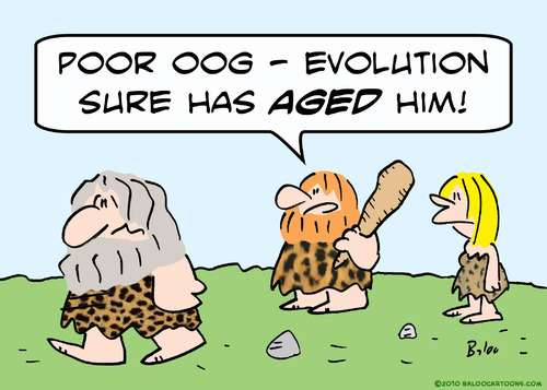 Cartoon: aged caveman evolution (medium) by rmay tagged aged,caveman,evolution