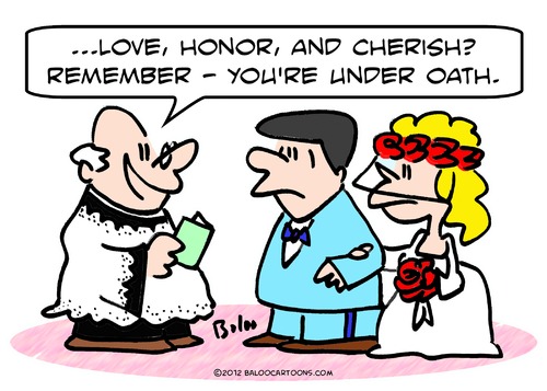Cartoon: bride marriage under oath (medium) by rmay tagged bride,marriage,under,oath
