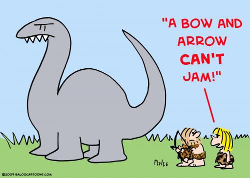 Cartoon: cave dinosaur bow arrow jam (medium) by rmay tagged cave,dinosaur,bow,arrow,jam