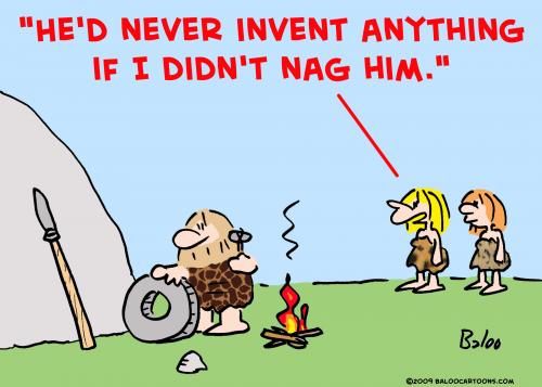 Cartoon: caveman invent nag (medium) by rmay tagged caveman,invent,nag