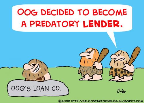 Cartoon: CAVEMAN PREDATORY LENDER (medium) by rmay tagged caveman,predatory,lender