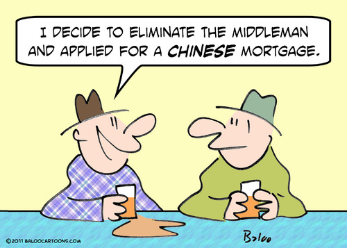 Cartoon: chinese mortgage middleman (medium) by rmay tagged chinese,mortgage,middleman