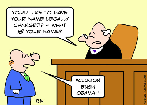 Cartoon: clinton bush obama name change (medium) by rmay tagged clinton,bush,obama,name,change