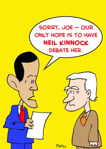 Cartoon: Debate Neil Kinnock (medium) by rmay tagged obama,palin,barack,sarah,biden,joe,neil,kinnock,debate