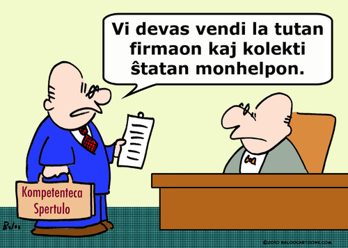 Cartoon: efficiency expert welfare espera (medium) by rmay tagged efficiency,expert,welfare,esperanto