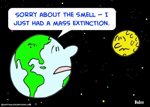 Cartoon: mass extinction earth moon (medium) by rmay tagged mass,extinction,earth,moon