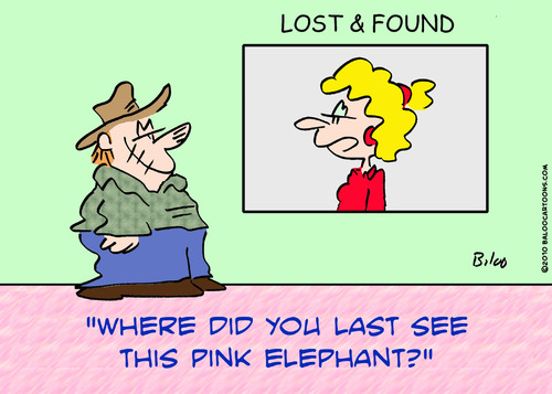Cartoon: pink elephant lost found (medium) by rmay tagged pink,elephant,lost,found
