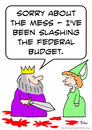Cartoon: budget federal slashing king (small) by rmay tagged budget,federal,slashing,king