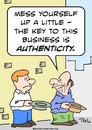Cartoon: business authenticity panhandler (small) by rmay tagged business,authenticity,panhandler