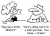 Cartoon: Married Man Broke (small) by rmay tagged married,man,broke,buy,drink,bar
